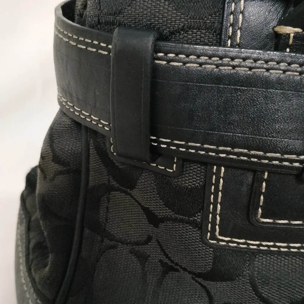 Coach Hampton Signature Black Canvas Satchel Handbag Shoulder bag - Picture 12 of 17